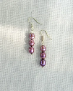 Lilac Earrings Dark Purple/Gold<NAKU Jewellery Fashion
