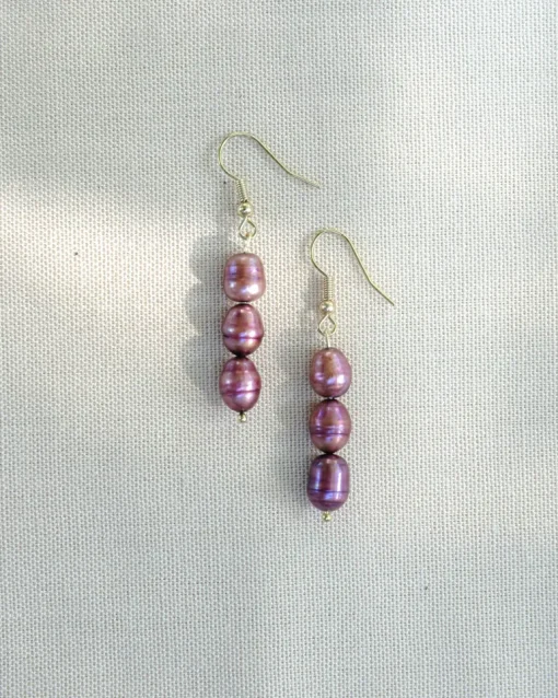 Lilac Earrings Dark Purple/Gold<NAKU Jewellery Fashion