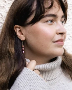Lilac Earrings Dark Purple/Gold<NAKU Jewellery Fashion