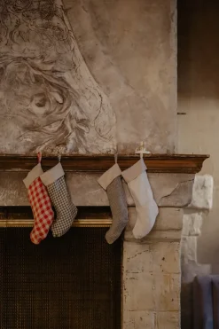 Linen Christmas Stocking Checks & Stripes<Laume linen Best