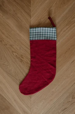 Linen Christmas Stocking Checks & Stripes<Laume linen Best
