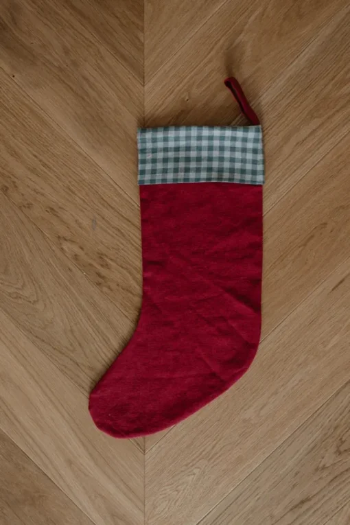 Linen Christmas Stocking Checks & Stripes<Laume linen Best