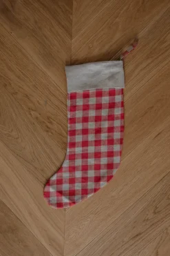 Linen Christmas Stocking Checks & Stripes<Laume linen Best