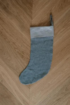 Linen Christmas Stocking Checks & Stripes<Laume linen Best