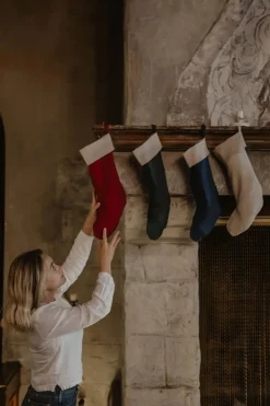 Linen Christmas Stocking With Plain Cuff<Laume linen Clearance