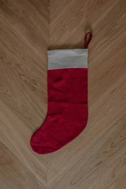 Linen Christmas Stocking With Plain Cuff<Laume linen Clearance