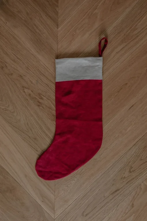Linen Christmas Stocking With Plain Cuff<Laume linen Clearance