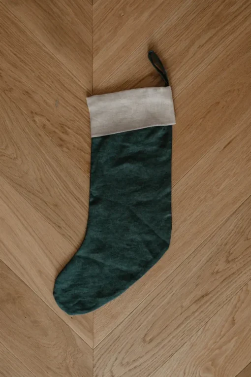 Linen Christmas Stocking With Plain Cuff<Laume linen Clearance