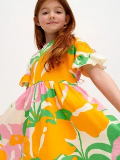 Lively Lasten Musliini Mekko Oranssi<MAINIO New