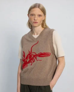 Lobster Wool-Blend Knit Unisex Vest Brown<Rotholz Outlet