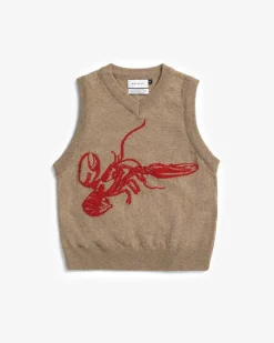 Lobster Wool-Blend Knit Unisex Vest Brown<Rotholz Outlet