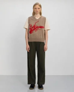 Lobster Wool-Blend Knit Unisex Vest Brown<Rotholz Outlet