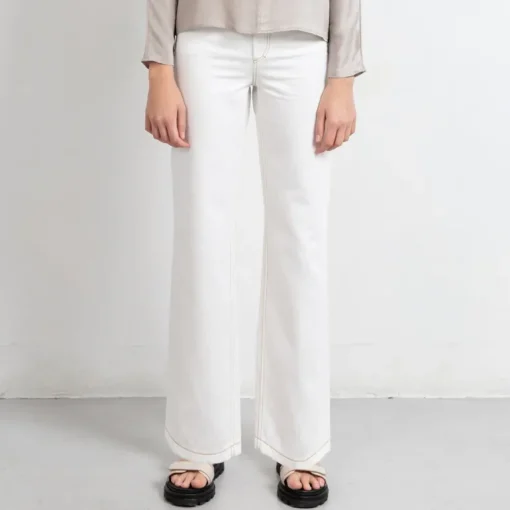 Long White Wide Leg 5-Pocket Pants<Studio Heijne Best Sale