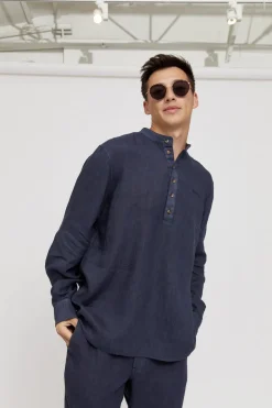 Luray Men's Long Sleeve Linen Shirt<Mazine Best Sale