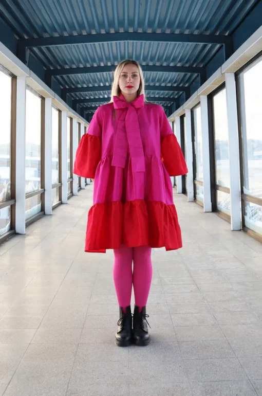 Lush Mekko Rusettikauluksella Pinkki/Oranssi<Miia Halmesmaa Online