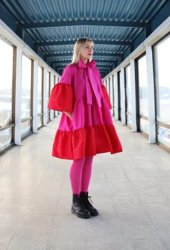 Lush Mekko Rusettikauluksella Pinkki/Oranssi<Miia Halmesmaa Online