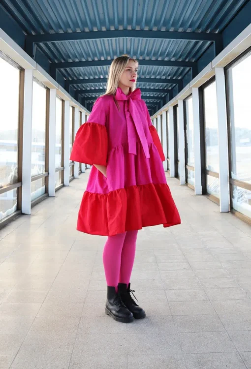 Lush Mekko Rusettikauluksella Pinkki/Oranssi<Miia Halmesmaa Online