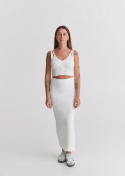 Madonna Reversible Ribbed-Knit Midi Skirt White<Salanida Fashion
