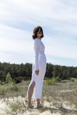 Madonna Reversible Ribbed-Knit Midi Skirt White<Salanida Fashion