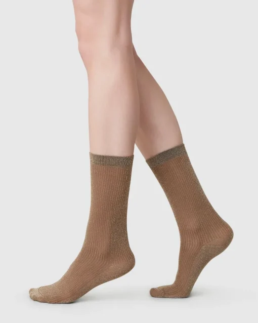 Magda Shimmery Socks Mid Brown<Swedish Stockings Best Sale