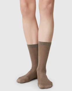 Magda Shimmery Socks Mid Brown<Swedish Stockings Best Sale