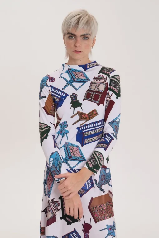 Majk Long Sleeve Mock Neck Top Furniture White<TOMCSANYI Cheap