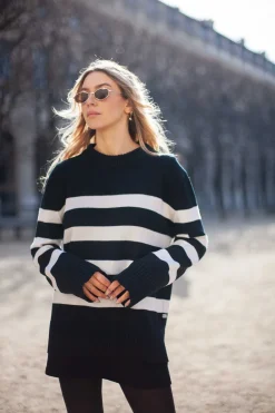 Marina Striped Merino Jumper Black<Salanida Hot