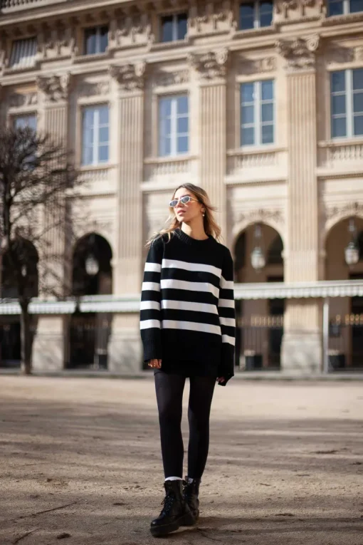 Marina Striped Merino Jumper Black<Salanida Hot