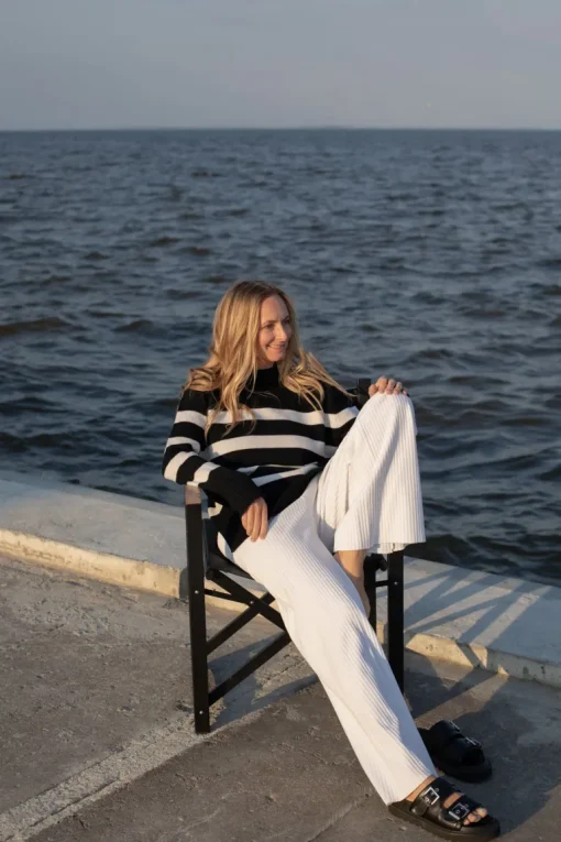 Marina Striped Merino Jumper Black<Salanida Hot