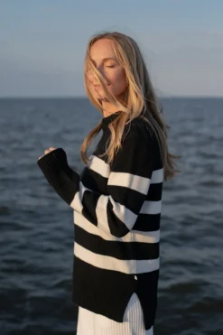 Marina Striped Merino Jumper Black<Salanida Hot