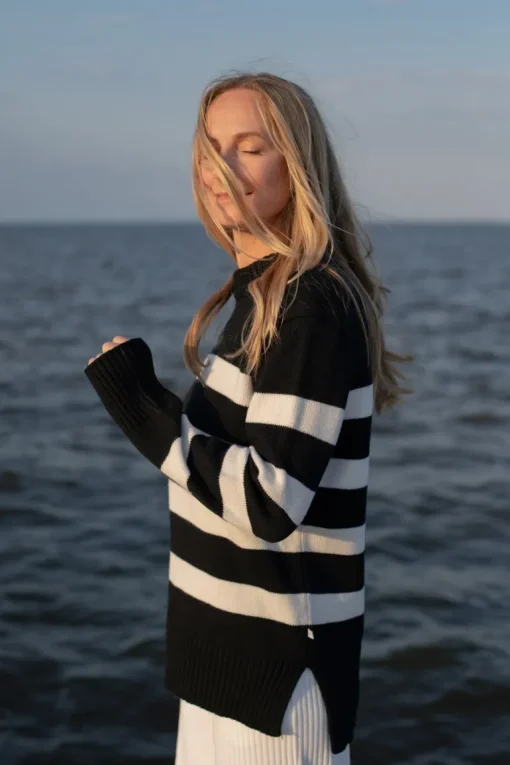 Marina Striped Merino Jumper Black<Salanida Hot