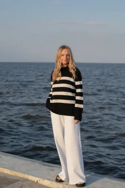 Marina Striped Merino Jumper Black<Salanida Hot