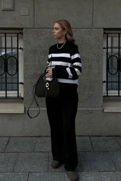 Marina Striped Merino Jumper Black<Salanida Hot