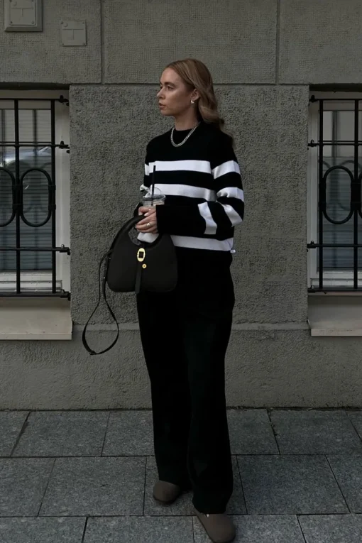 Marina Striped Merino Jumper Black<Salanida Hot