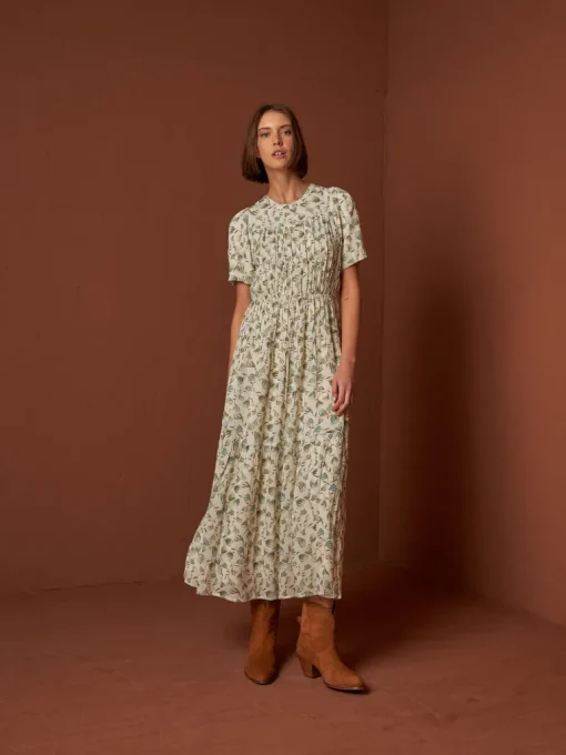 Maxi Dress Viscose Chiffon Beige<INDIu0026COLD Cheap