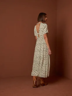 Maxi Dress Viscose Chiffon Beige<INDIu0026COLD Cheap