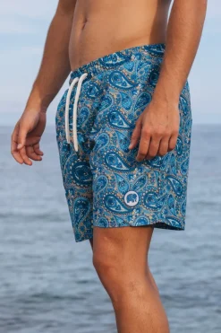 Mediterranean Paisley Swim Shorts Blue<Trendsplant Fashion