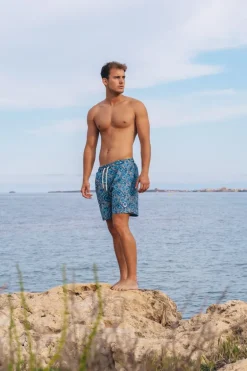 Mediterranean Paisley Swim Shorts Blue<Trendsplant Fashion