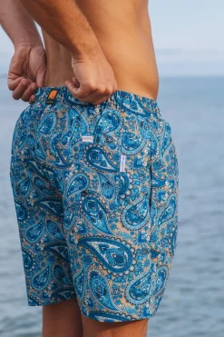 Mediterranean Paisley Swim Shorts Blue<Trendsplant Fashion