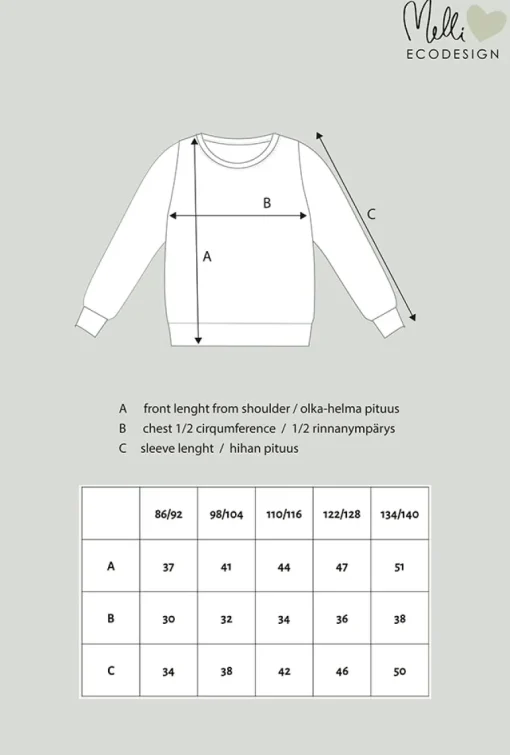 Bambit Lehtisateessa Collegepaita Laventeli<Melli EcoDesign Fashion
