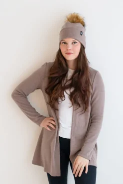 Merino Wool Faux Fur Pompom Beanie Beige<Melli EcoDesign Cheap