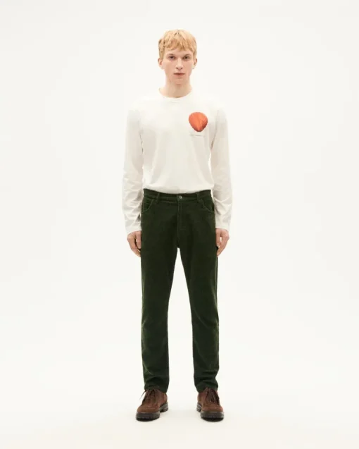 Men's 5 Pockets Corduroy Pants Green<Thinking MU Hot