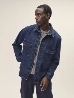 Men's Organic Cotton Denim Overshirt<WOTE Cheap