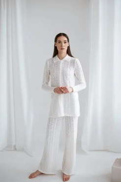 Merino Wool Lace Knit Pants<Monala Hot