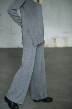 Merino Wool Wide-Leg Knitted Pants Grey<Monala Sale
