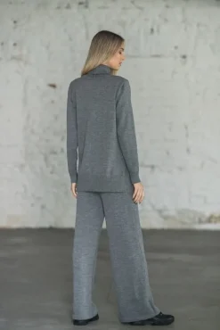 Merino Wool Wide-Leg Knitted Pants Grey<Monala Sale