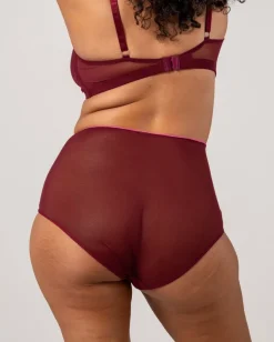 Mesh Highwaist Briefs Burgundy/Neon Pink<UNDERSTATEMENT Online