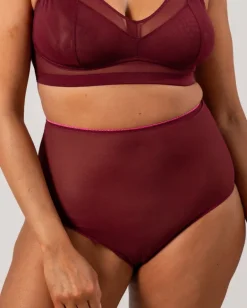 Mesh Highwaist Briefs Burgundy/Neon Pink<UNDERSTATEMENT Online