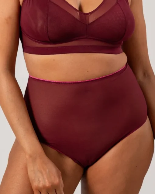 Mesh Highwaist Briefs Burgundy/Neon Pink<UNDERSTATEMENT Online