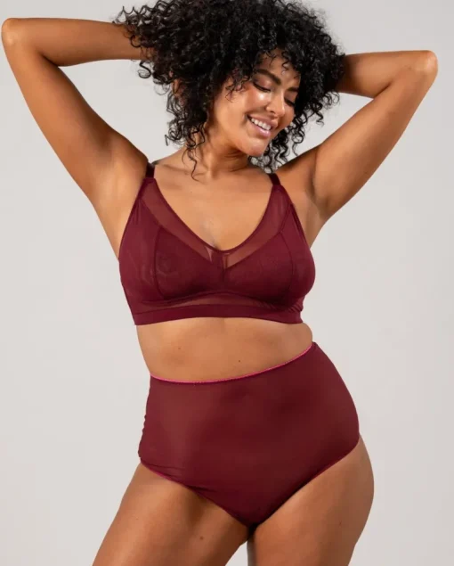 Mesh Highwaist Briefs Burgundy/Neon Pink<UNDERSTATEMENT Online